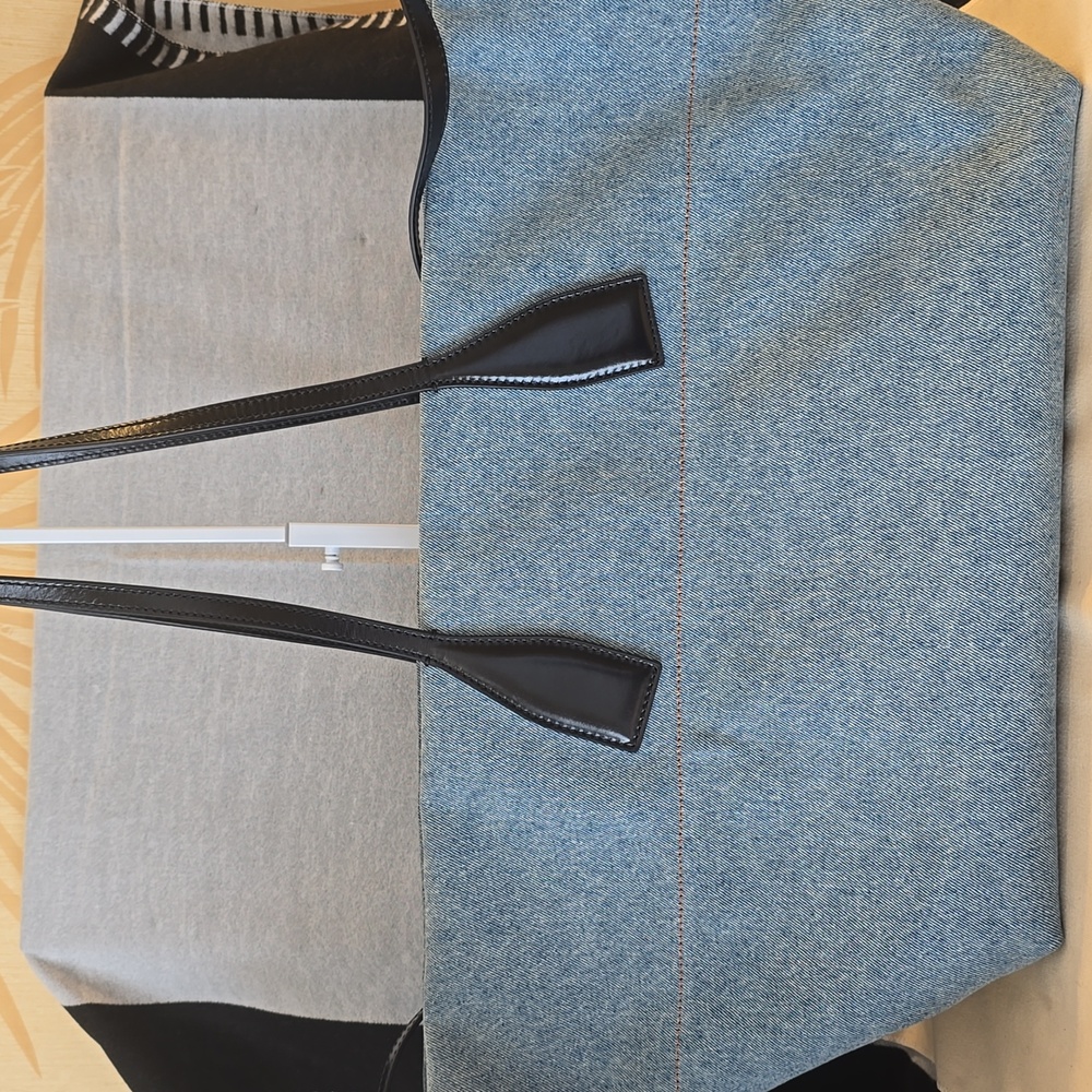 Balmain Leather-trimmed Denim Tote Back - Picture 4 of 6